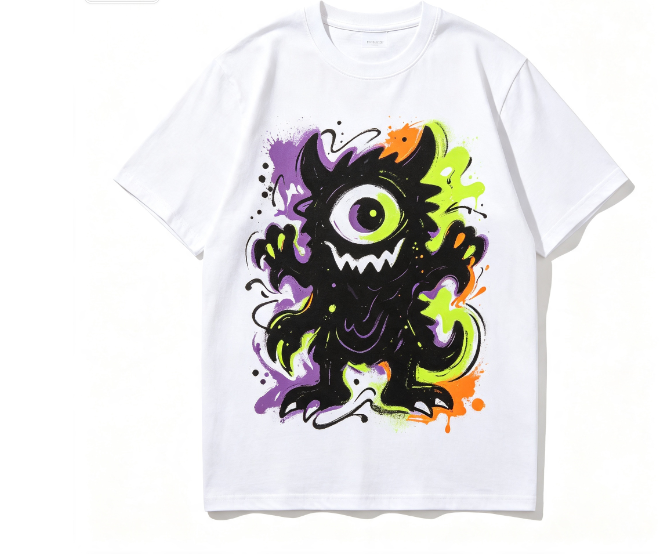 Graffiti Graphic Print Crew Neck T‑Shirt Casual Streetwear Short Sleeve Tee