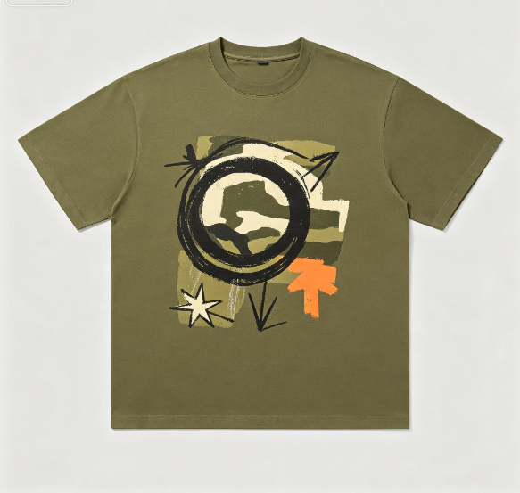 Graffiti Graphic Print Crew Neck T‑Shirt Casual Streetwear Short Sleeve Tee