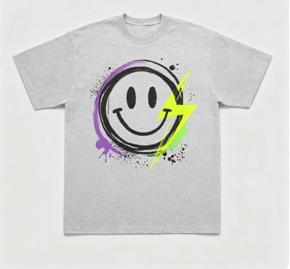 Graffiti Graphic Print Crew Neck T‑Shirt Casual Streetwear Short Sleeve Tee